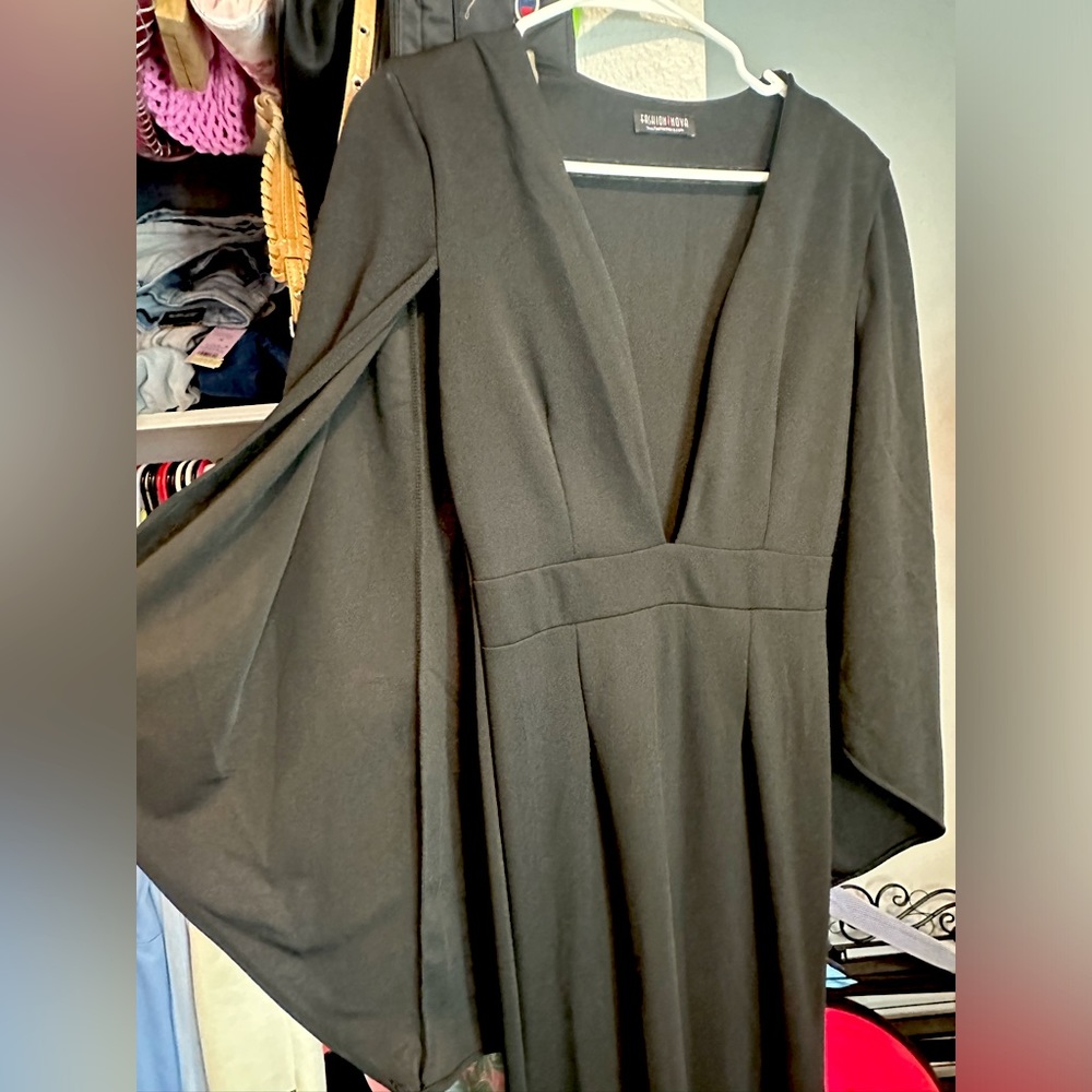 Black long dress with cape